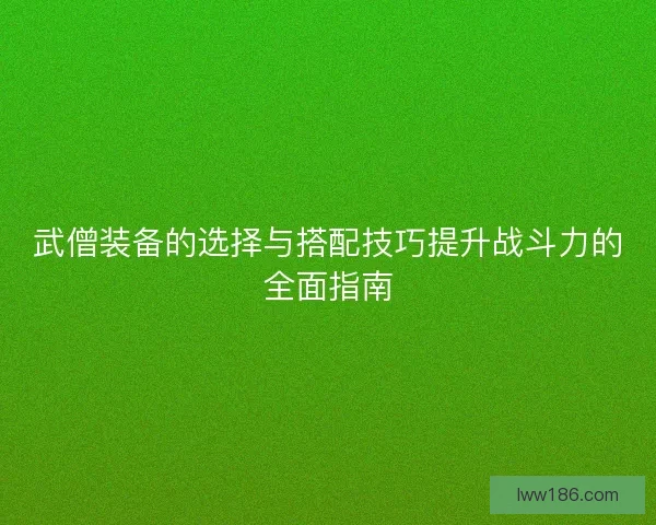 武僧装备的选择与搭配技巧提升战斗力的全面指南