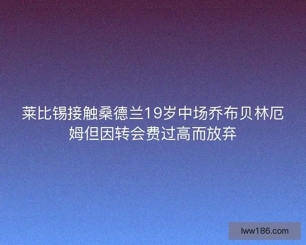 莱比锡接触桑德兰19岁中场乔布贝林厄姆但因转会费过高而放弃