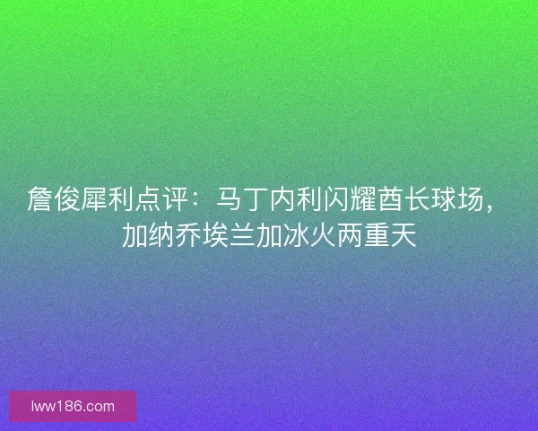 詹俊犀利点评：马丁内利闪耀酋长球场，加纳乔埃兰加冰火两重天