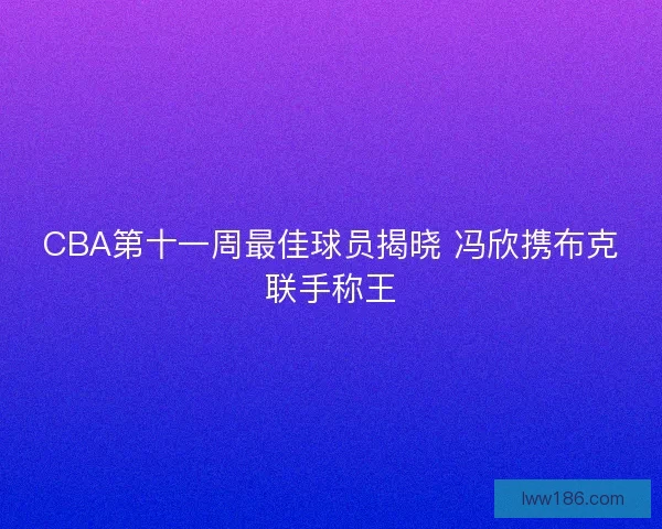 CBA第十一周最佳球员揭晓 冯欣携布克联手称王